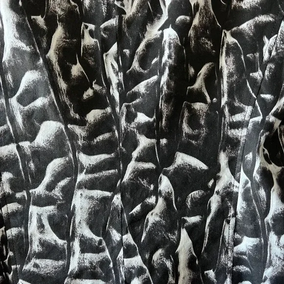 Helmut Lang Women's Strata Linen Blend Black White Animal Print‎ Blazer Coat 0